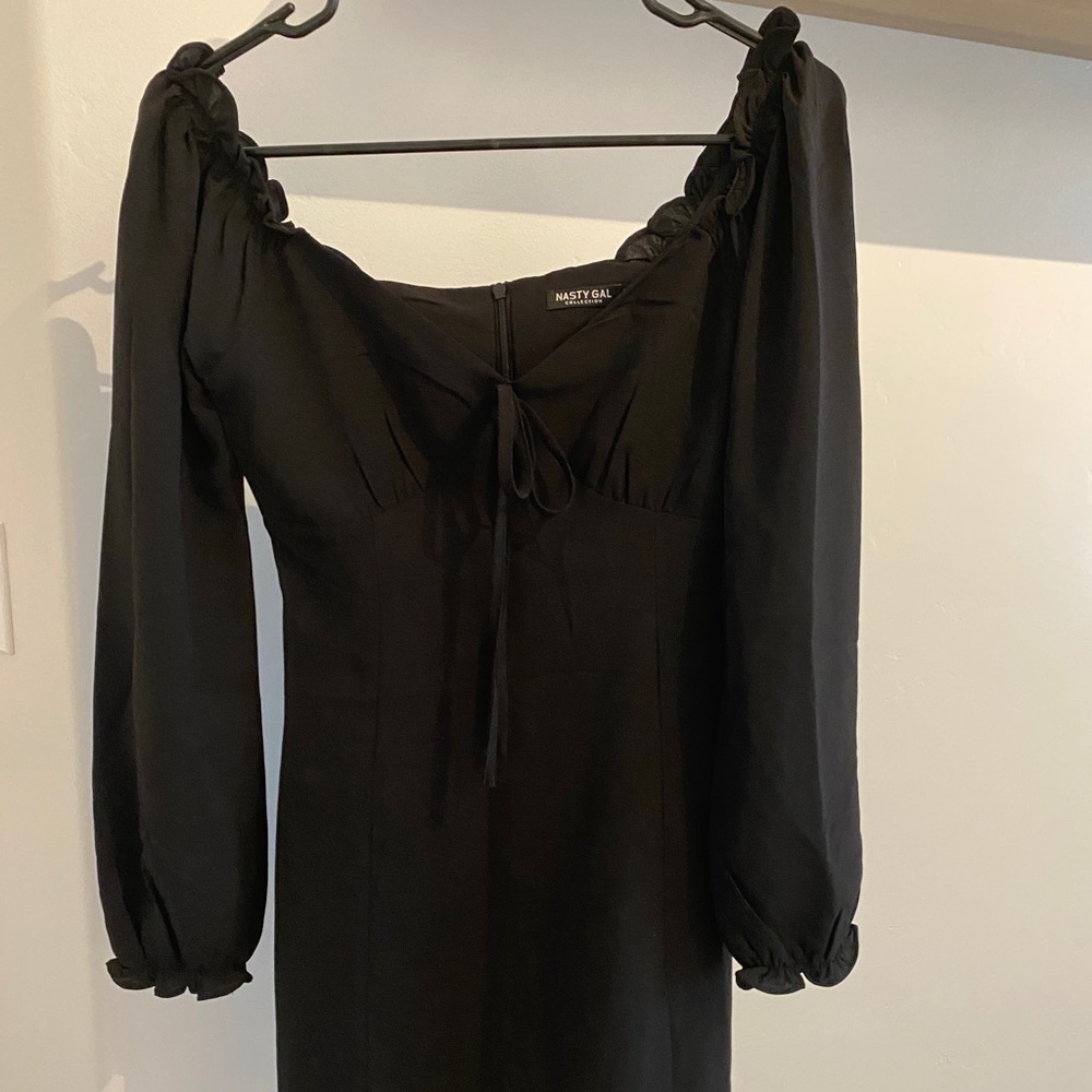 Black Nasty Gal over the shoulder dress